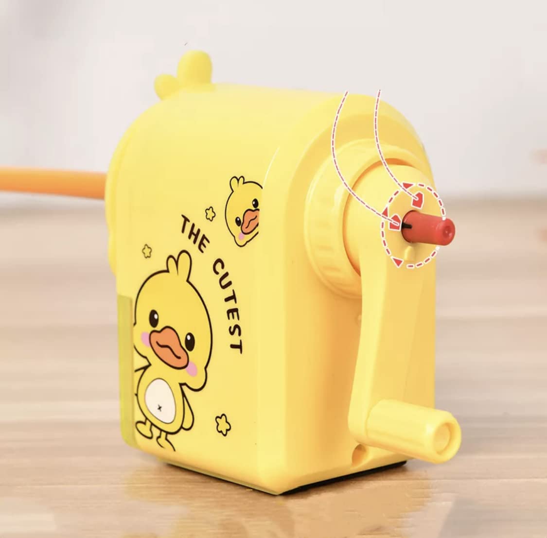 Qbic Cutest Duck Novelty Pencil Sharpener, Children's Handheld Pencil Sharpener, Desk and School Stationery